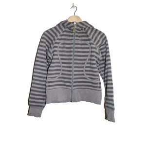 Lululemon Grey Stripe Full Zip Scuba Hoodie Sweatshirt